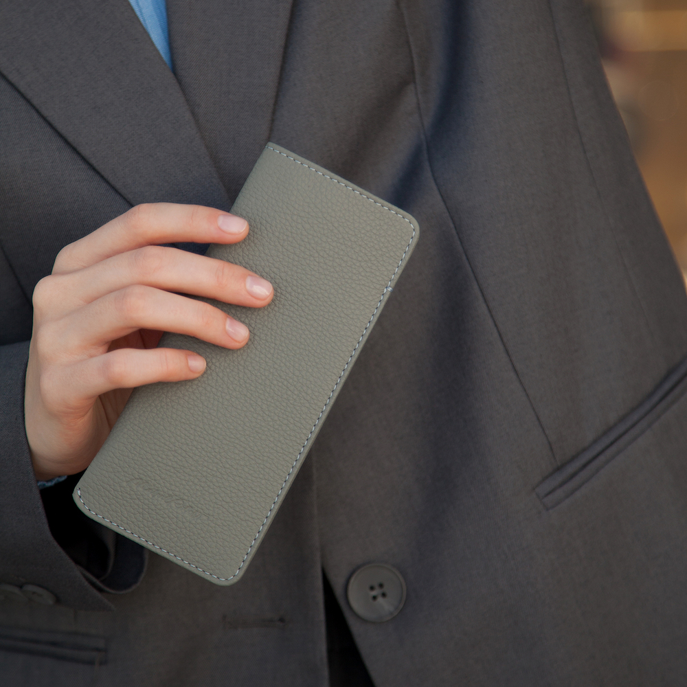 Футляр для очков Lunette из кожи теленка, стального цвета