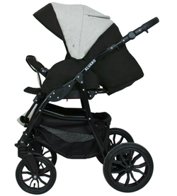 Детская коляска Alis Alvaro 2 в 1 Al 04 т.серый+св.серый+белая кожа