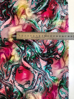 Штапель принт акварель бордо/бирюза/зеленый D08C1