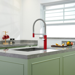 Смеситель для кухни Domaci Римини D568387RD с гибким изливом, красный