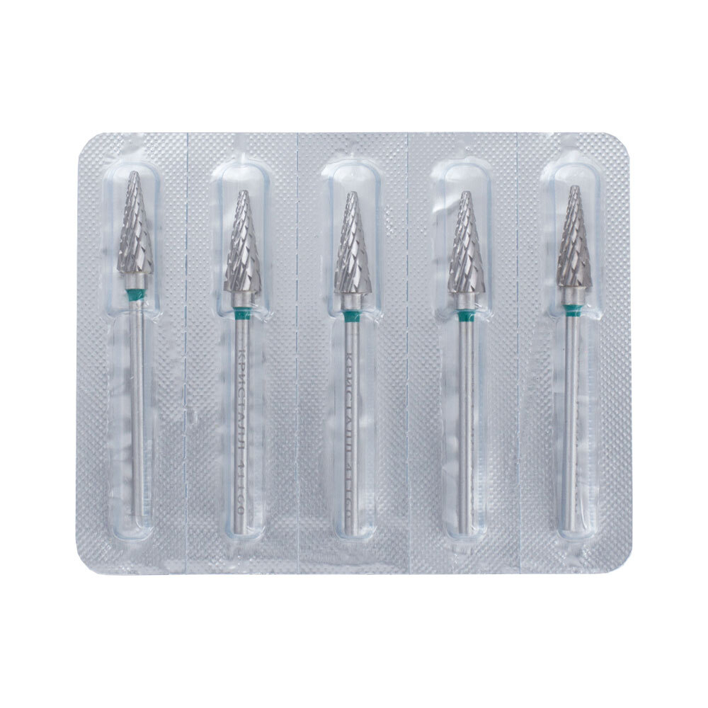 Кристалл Твердосплавная фреза Конус острый d6мм, зел.