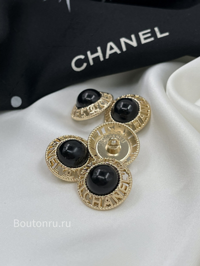Пуговицы Шан. Золотые Жемчуг5 лого 20 мм черные