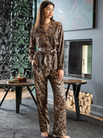Пижамный комплект леопардовой расцветки: жакет и брючки (Размер: S) (Цвет: леопард)