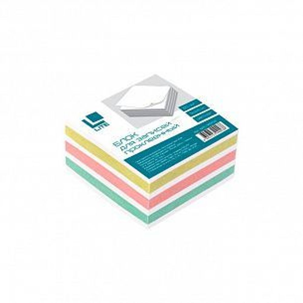 Блок д/зап. LITE 9х9х5 см Куб прокл. 4 цв. 65 г/м2