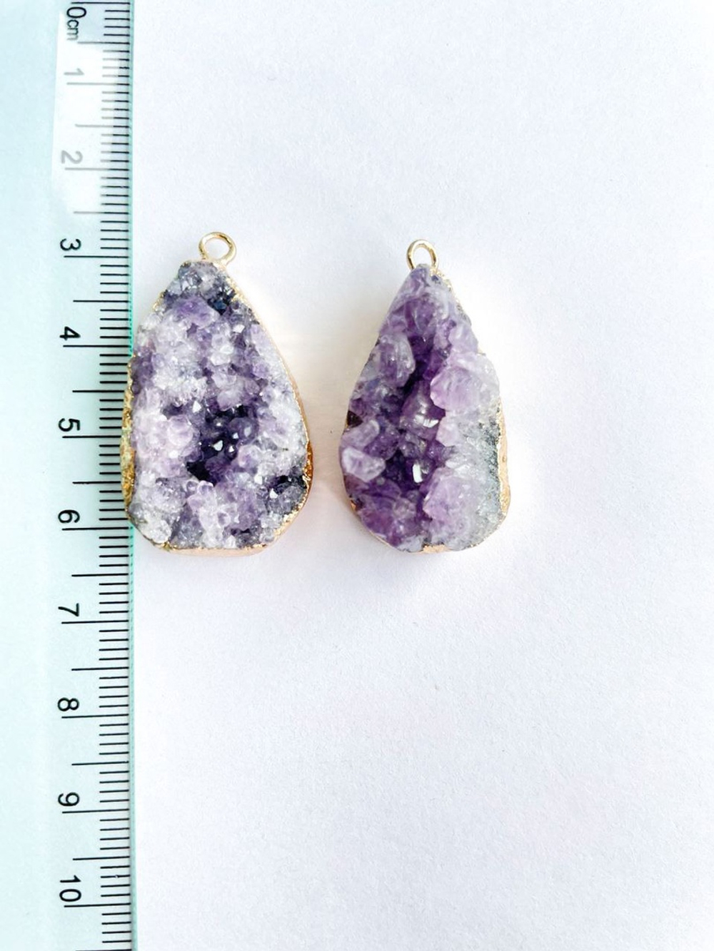 0281 Подвеска друза аметиста в позолоте, 25-35мм