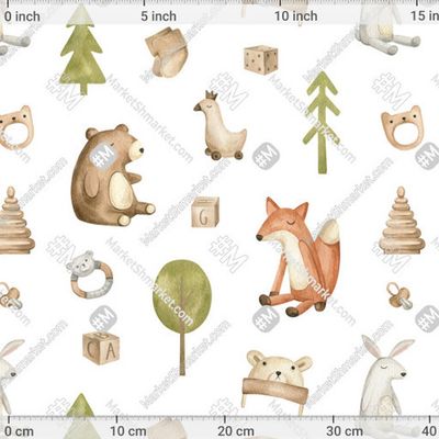 Лиса, медведь, деревья, детские игрушки by KrekerKate 357 DPI