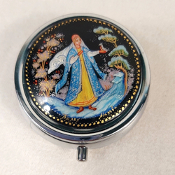 Сувенирный контейнер для хранения мелочей с ручной росписью Палех "Снегурочка"