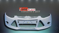 Передний бампер белый для Ford Focus 3 2011-2014 7VTA Frozen White (7VTA) Морозно Белый (белый)