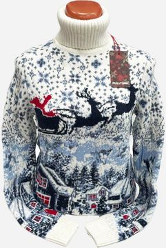 Pulltonic женский из шерсти и кашемира "Рождество в деревне" Размеры (42-50). LADY