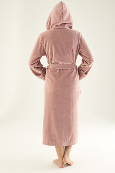 Халат женский с капюшоном 6890 пудра NUSA