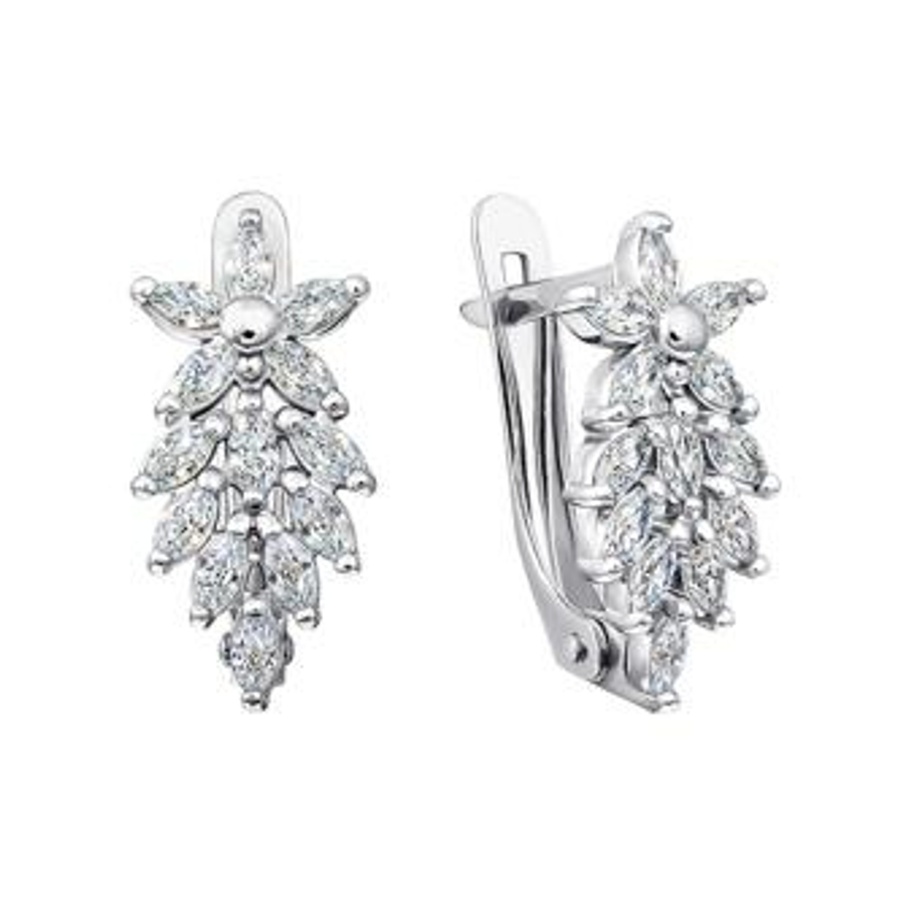 Серьги из серебра с фианитами