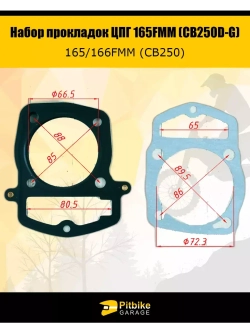 Набор прокладок ЦПГ 165FMM (CB250D-G)