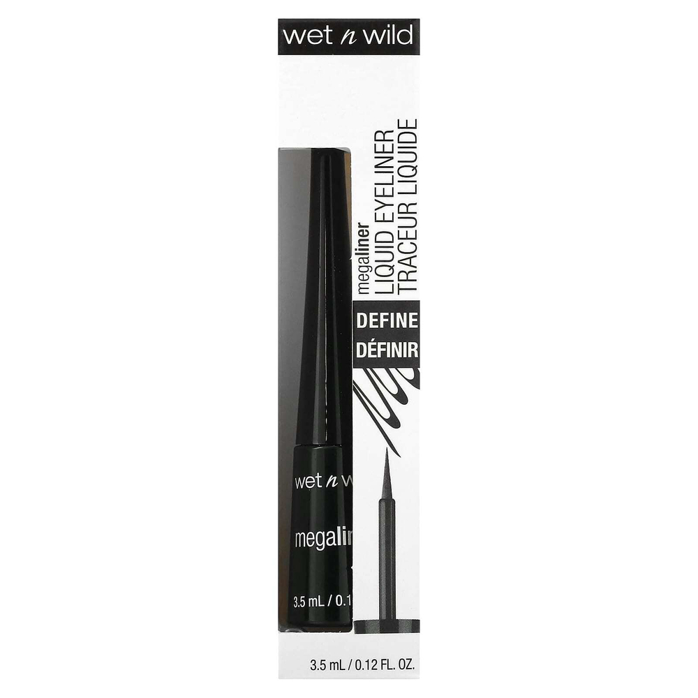 wet n wild, MegaLINEr, жидкая подводка для глаз, черная, 3,5 мл (0,12 жидк. унции)