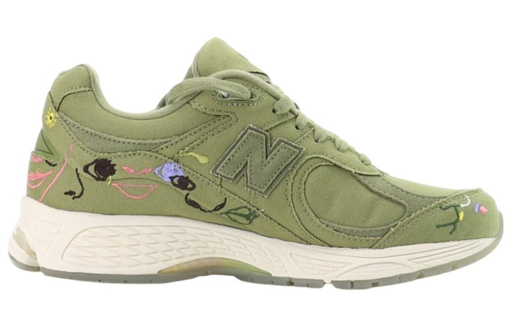 Bryant Giles x New Balance NB 2002R trendy retro canvas fabric non-slip wear-resistant lightweight low-top casual running shoes for men and women the same style light olive green