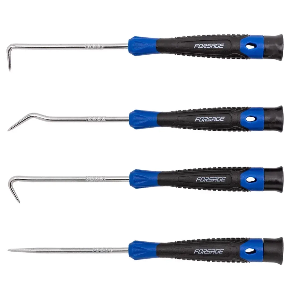 Набор крючков для демонтажа сальников с прорезиненными рукоятками, 4пр.,в блистере Forsage F-904U4