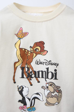 ZARA ЛОНГСЛИВ С ПРИНТОМ © DISNEY, ЖЕЛТОВАТО-БЕЛЫЙ