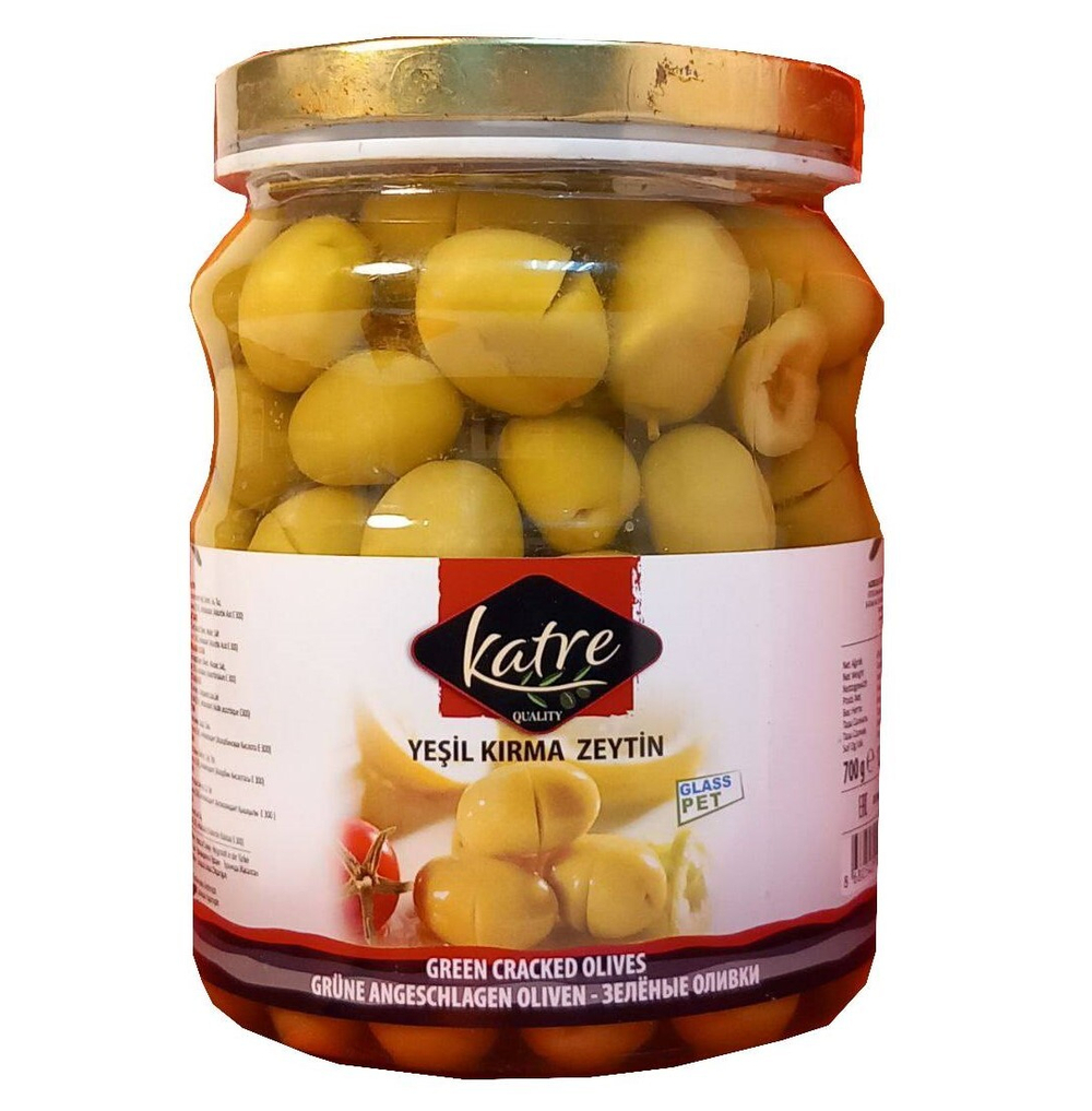 Оливки коктейльные на косточке (yesil kirma zeytin), katre, 1250 гр
