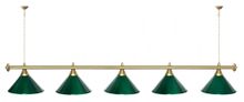Лампа STARTBILLIARDS 5 пл. (плафоны красные,штанга зеленая,фурнитура золото)