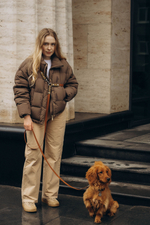 Перестежка поводок для собак 20 мм , 5 м коричневый и леопард