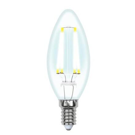 LED-C35-9W-4000K-E14-CL PLS02WH Лампа светодиодная. Форма свеча. прозрачная. Серия Sky. Белый свет 4000К. Картон. ТМ Uniel.
