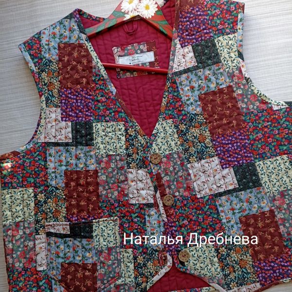 ЛЕНИВЫЙ ПЭЧВОРК, бордовый, 100% хлопок, Handmade Fabrics 3