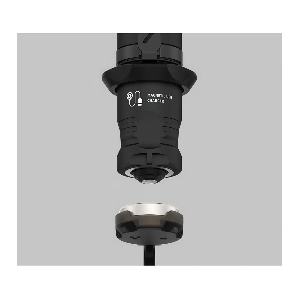 Тактический фонарь Armytek Dobermann Pro Magnet USB (теплый свет) - магнитное USB зарядное устройство вблизи