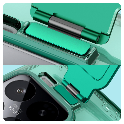 Чехол прозрачный зеленого цвета от Nillkin с металлической откидной крышкой и поддержкой магнитной беспроводной зарядки MagSafe на Xiaomi 15 Pro, серия Iceblade Prop Magnetic Case