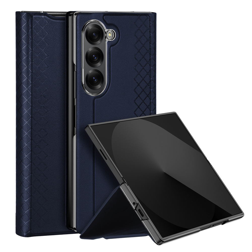Чехол синего цвета с премиальной искусственной кожи от Dux Ducis для Samsung Galaxy Z Fold 6, серия Bril Series Case