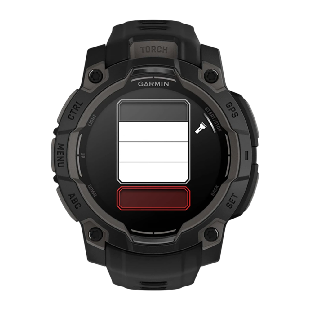 Спортивные часы Garmin Instinct 3, 45 мм, AMOLED, чёрный силиконовый ремешок Чёрный безель, AMOLED-дисплей. Ремешок с классической застёжкой — на запястье обхватом 137–204 мм