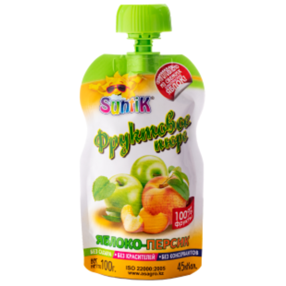 Фруктовое пюре Suntik Яблоко-персик 100 гр