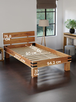 Кровать Дубовая классика 90х200 из массива дуба