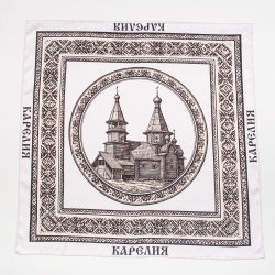 Шейный платок «Карельская церковь», 70×70 см