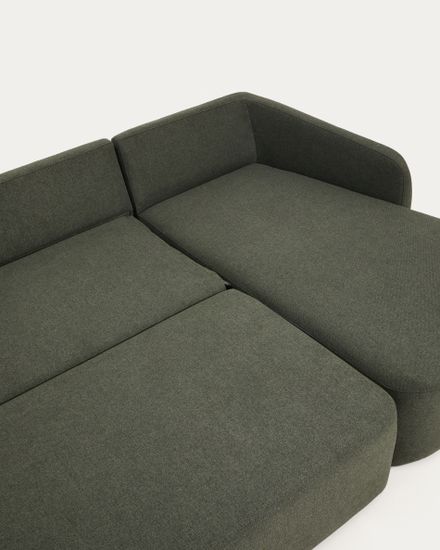 Трехместный диван-кровать Laira с правым шезлонгом из темно-зеленого шенилла 246  см