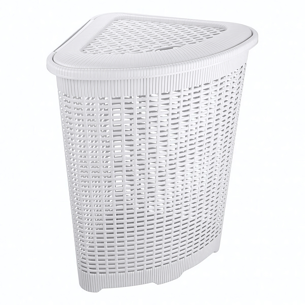 Корзина для белья угловая 50л 395х395х595 мм, (белый)