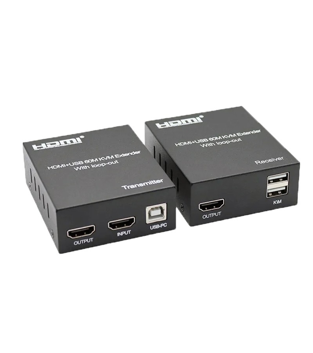 KVM удлинитель ORIENT VE049, HDMI KVM extender (Tx+Rx), HDMI+USB+Audio удлинитель до 60 м по витой паре Cat5e/6, HDMI 1.4, 4K@30Hz/1080p@60Hz, HDCP (31211)