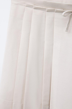 ZARA ЮБКА СТРУЯЩЕГОСЯ КРОЯ В СКЛАДКУ, ЭКРЮ