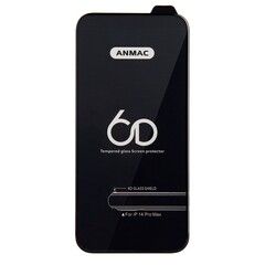 Защитное стекло 6D на весь экран ANMAC для iPhone 14 Pro Max / 15 Plus (Черная рамка)