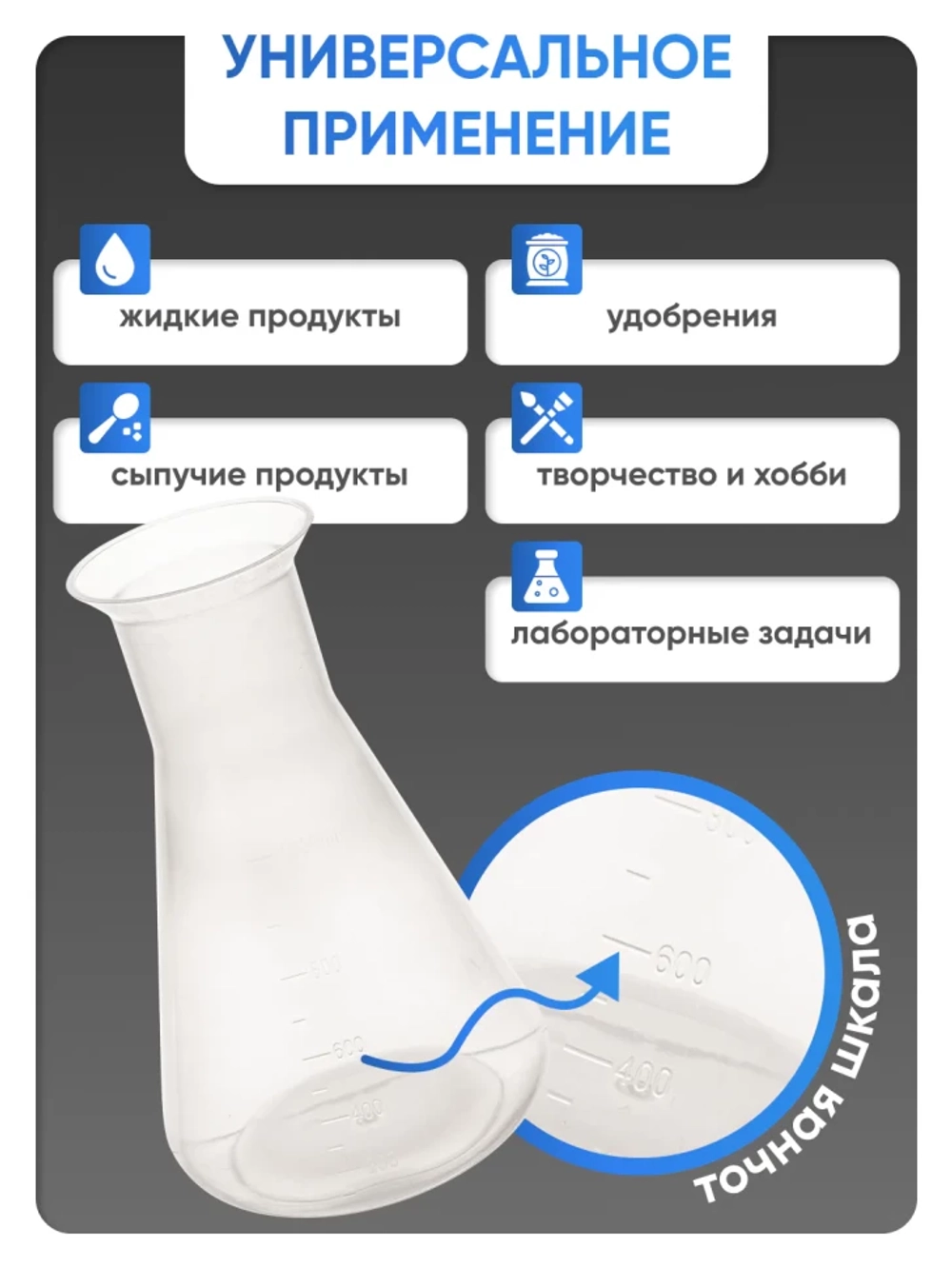 Колба коническая 1000 мл, п/п, Лаборио