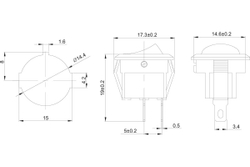 Клавишный круглый выключатель REXANT 250v 3а (2с) on-off черный micro (rwb-105, sc-214) 36-2510