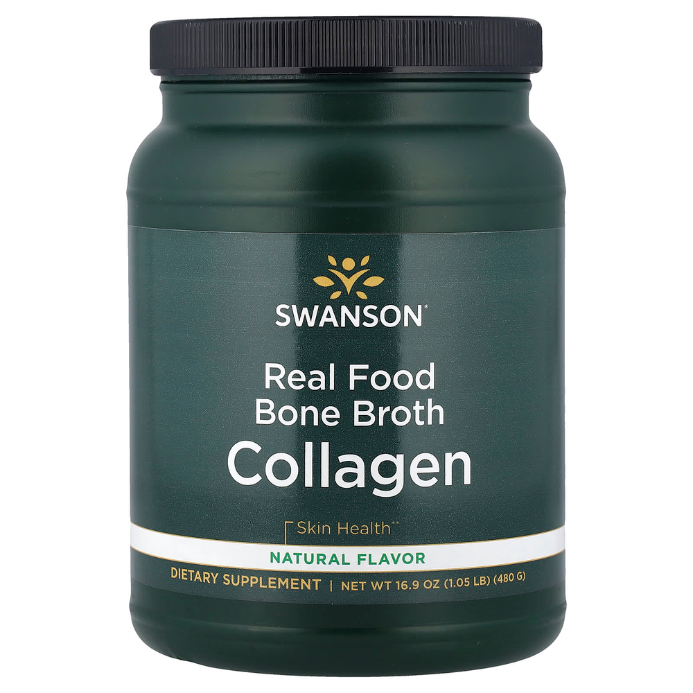 Swanson, Real Food, коллаген из костного бульона, натуральный, 480 г (16,9 унции)
