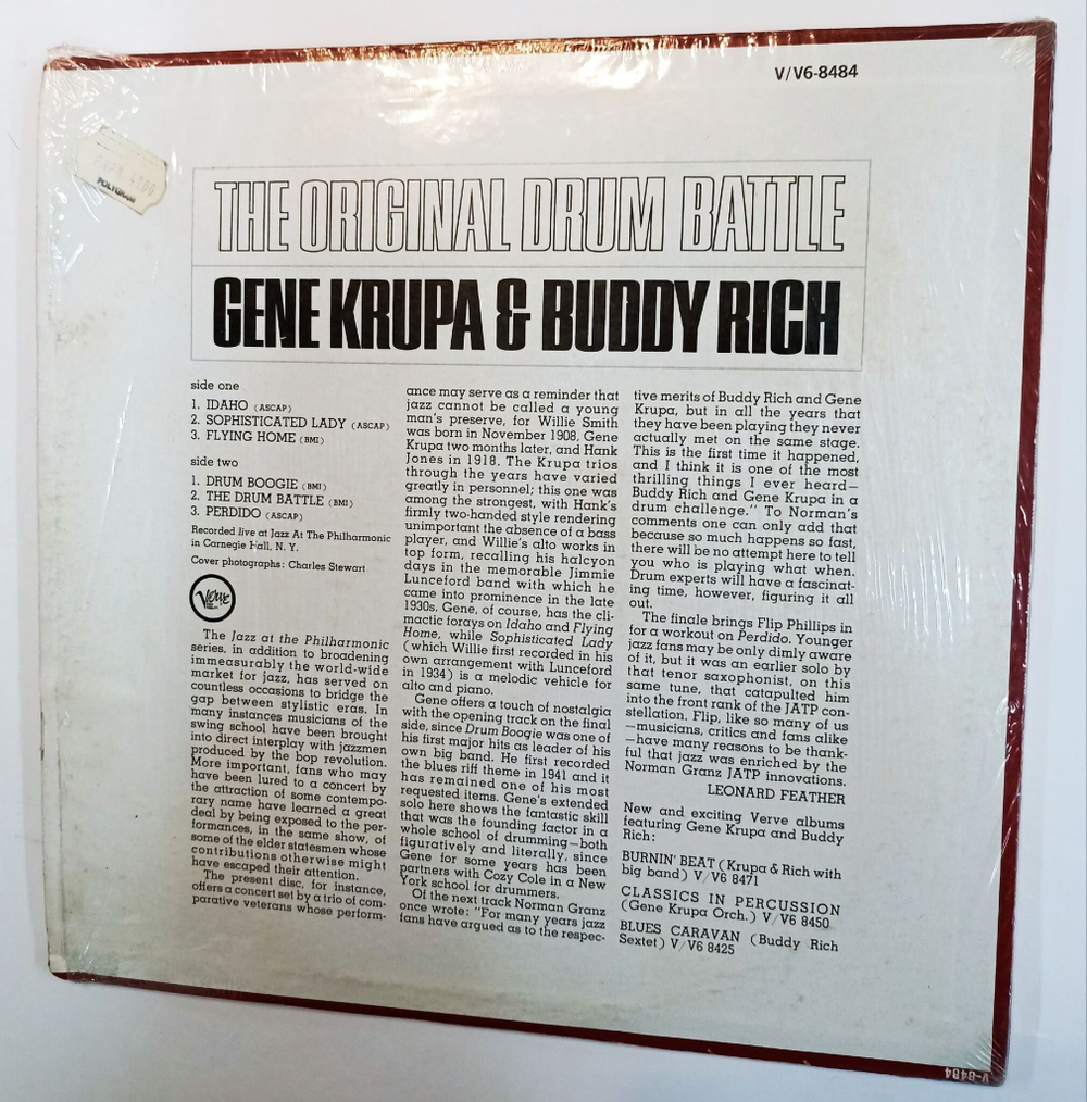 Винтажная виниловая пластинка Gene Krupa And Buddy Rich The Original Drum Battle (USA 1972)
