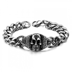 Брутальный мужской браслет "Череп на цепи" из нержавеющей ювелирной медицинской хирургической стали 316L Steelman mn00108