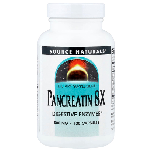 Source Naturals, панкреатин 8X, 100 капсул