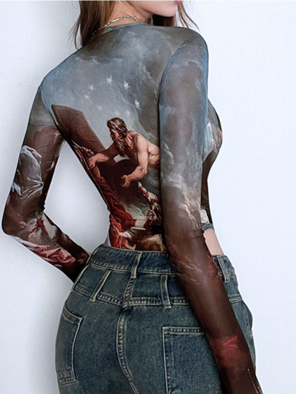 Боди y2k с длинным рукавом с бантиками