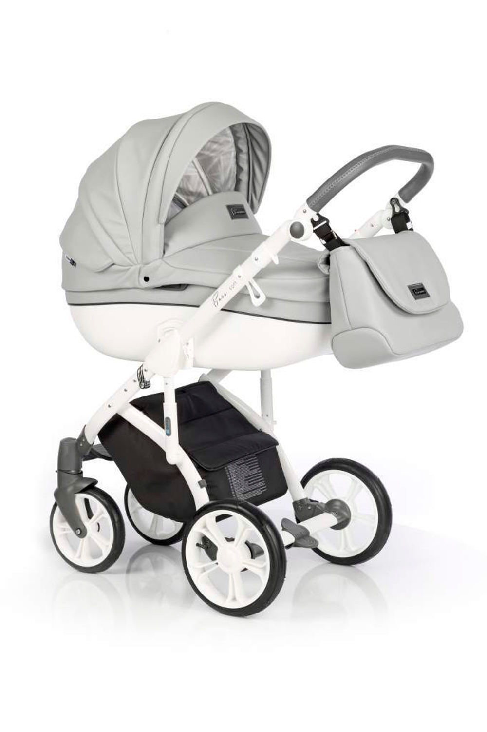 Детская коляска Roan Bass Soft 3 в 1 New 2019 эко-кожа (Серый) Dove White