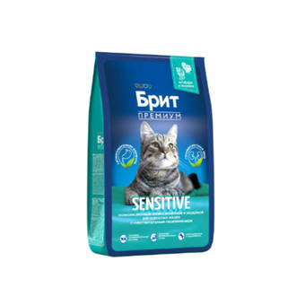 Сухой корм для кошек с чувствительным пищеварением BRIT PREMIUM Cat Sensitive ягненок и индейка 8кг