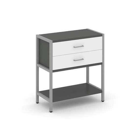 Shelf System Односекционный стеллаж двухярусный с ящиками SN.STM-212 Антрацит/Белый/Металл Серый 810