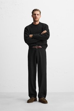 ZARA БРЮКИ RELAXED-FIT, ЧЕРНЫЙ