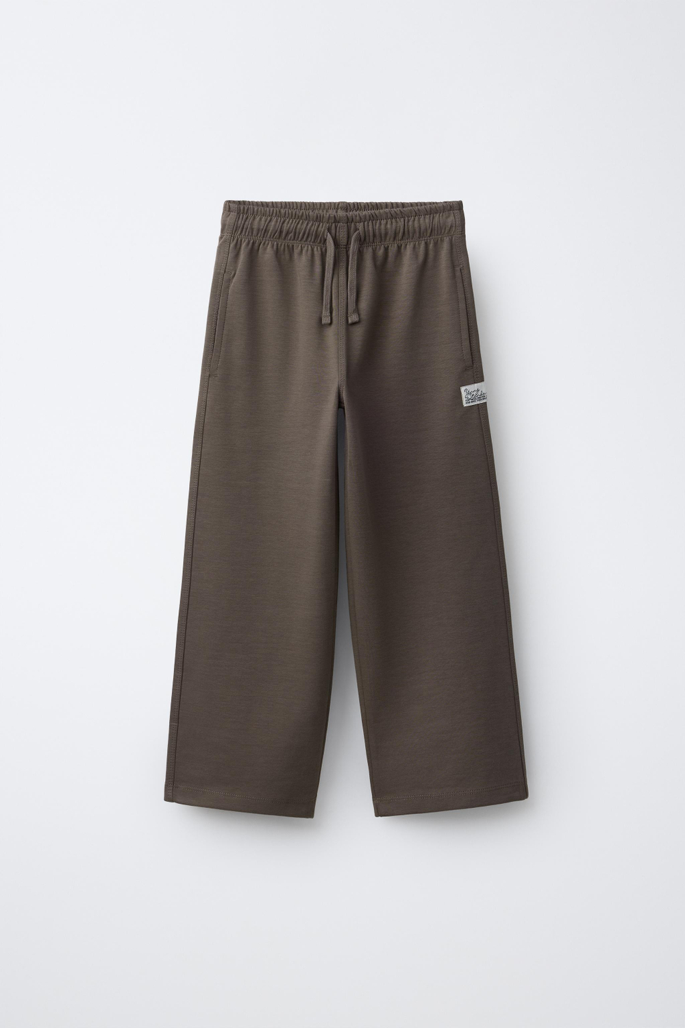 ZARA БРЮКИ STRAIGHT ИЗ МЯГКОЙ ТКАНИ INTERLOCK, КОРИЧНЕВЫЙ
