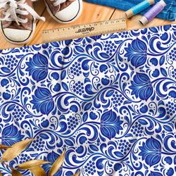 Ткань премиум Оксфорд 600D фантазия на тему гжели